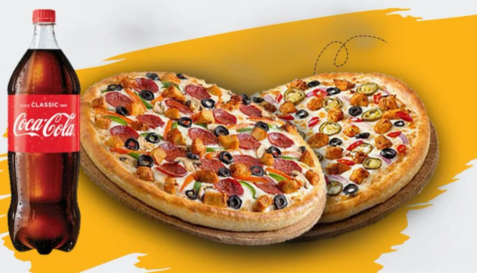 (Deal No 02) 01 Medium Pizza 01 Small Pizza with Drink 01 Ltr